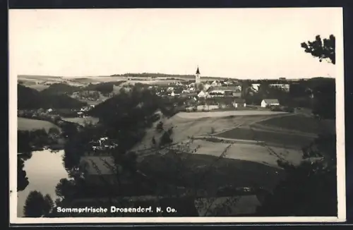 AK Drosendorf /N. Oe., Teilansicht mit Bäumen
