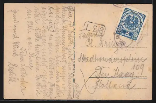 AK Gmunden, Salzkammergut, Teilansicht mit dem Höllengebirge