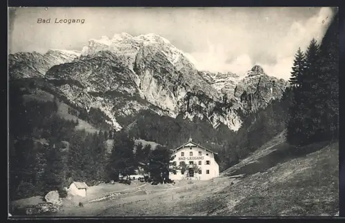 AK Bad Leogang, Hotel vor Gebirgsmassiv