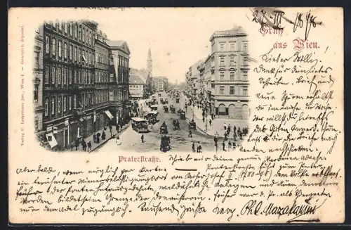 AK Wien, Praterstrasse mit Strassenbahn