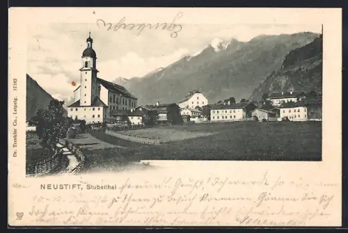 AK Neustift im Stubaital, Ortsansicht mit Kirche