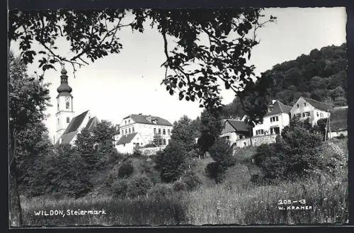 AK Wildon /Steiermark, Ortspartie mit Kirche