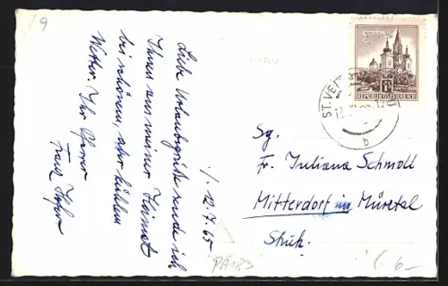 AK St. Veit am Vogau, Ortspartie mit Kirche