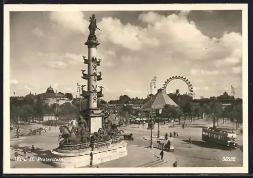 AK Wien, Praterstern mit Blick zum Riesenrad
