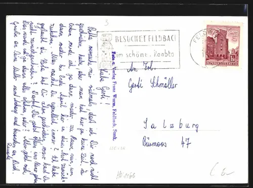 AK Feldbach /Stmk., Teilansicht, Landesberufsschule, Mariahilfsäule