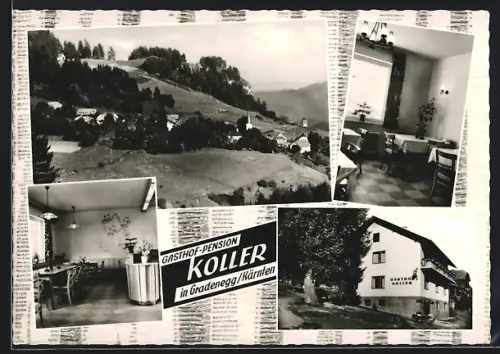 AK Liebenfels /Kärnten, Gradenegg, Gasthof-Pension Koller, Innenansichten