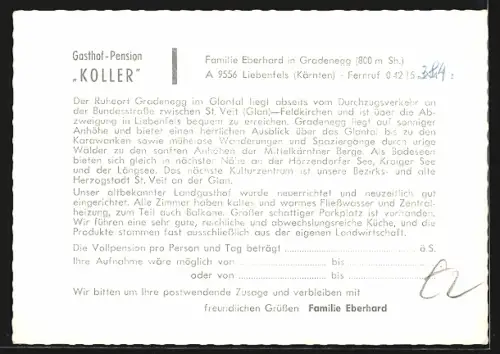 AK Liebenfels /Kärnten, Gradenegg, Gasthof-Pension Koller, Innenansichten