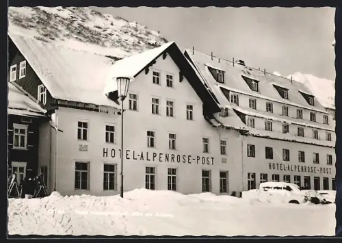 AK Zürs am Arlberg, Hotel Alpenrose-Post im Schnee