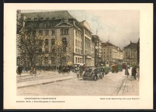 Künstler-AK Wien, Strassenpartie an der Creditanstalt