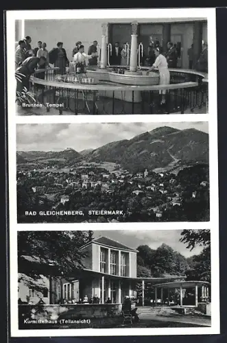 AK Bad Gleichenberg /Steiermark, Der Brunnen Tempel, Ortsansicht, Teilansicht Kurmittelhaus