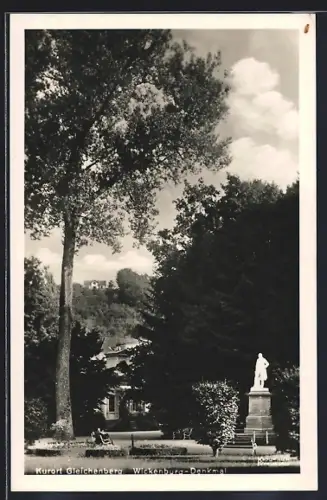 AK Gleichenberg, Ortspartie mit Blick auf Wickenburg-Denkmal