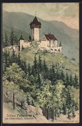 Künstler-AK Obervellach, Schloss Falkenstein