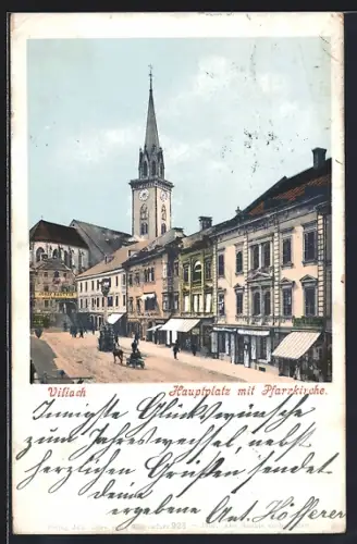 AK Villach, Hauptplatz mit Pfarrkirche
