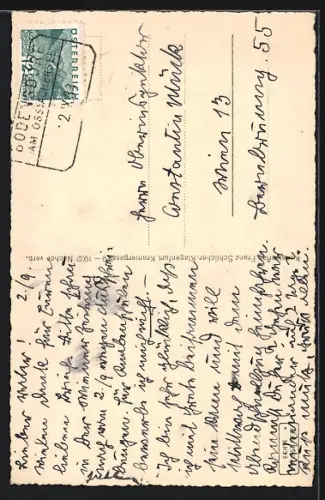 AK Ossiach am Ossiachersee, Ortsansicht mit Ruderboot