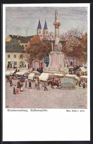 Künstler-AK Klosterneuburg, Markt am Rathausplatz