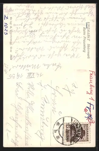 AK Unzmarkt /Steiermark, Gesamtansicht der Ruine Frauenberg