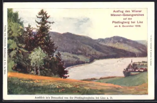 AK Linz, Blick von der Pöstlingbergbahn