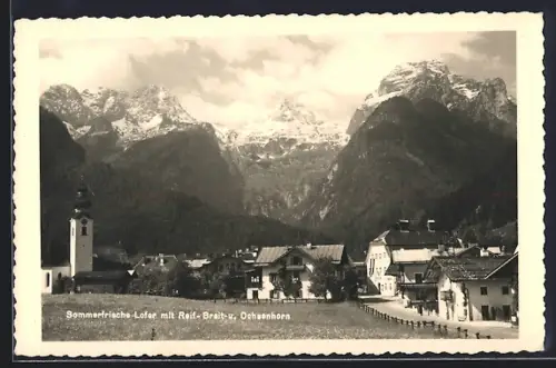 AK Lofer, Ortsansicht mit Reif-Breit-u. Ochsenhorn
