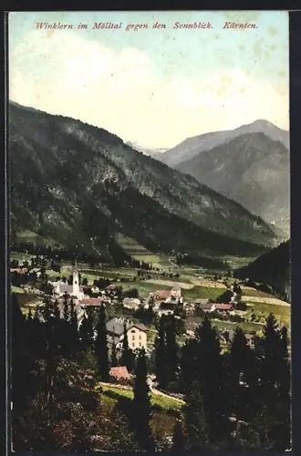 AK Winklern /Mölltal, Ort gegen den Sonnblick