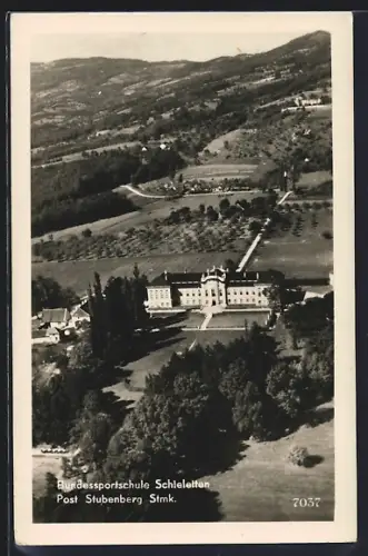 AK Stubenberg, Blick auf die Sportschule Schielleiten des Bereiches Ostmark des N.S.R.L. aus der Vogelschau