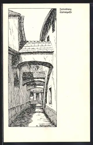 Künstler-AK Judenburg, Spitalgasse