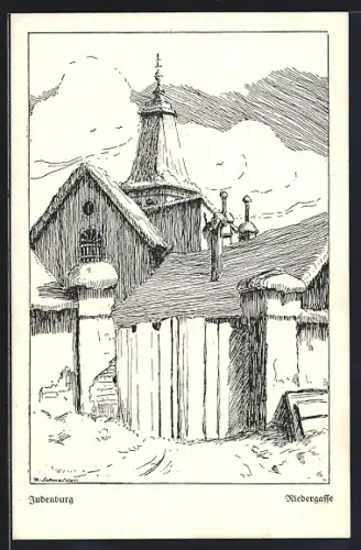 Künstler-AK Judenburg, Partie der Riedergasse