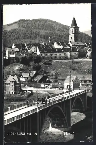 AK Judenburg, Partie im Ort mit Kirchturm