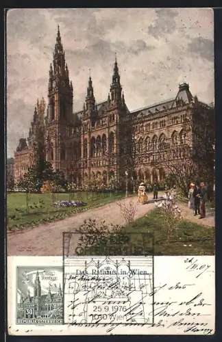 Künstler-AK Wien, Rathaus, Aussenansicht