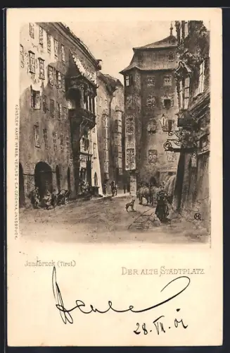 AK Innsbruck, Ansicht des alten Stadtplatz