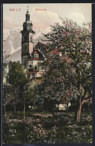 AK Hall i. T., Partie mit Stiftturm