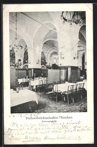 AK München, Pschorrbräubierhallen, Innenansicht