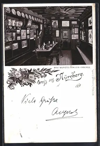 AK Nürnberg, Restaurant Bratwurstglöcklein-Inneres