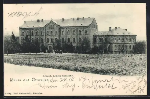 AK Ottweiler, Kgl. Lehrerseminar, Panorama von einem Feld aus