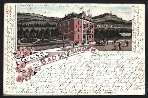 Lithographie Bad Kissingen, Villa Fleischmann