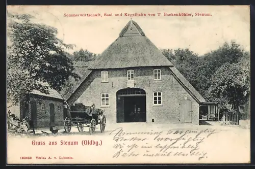 AK Stenum /Oldbg., Gasthaus T. Backenköhler mit Kutsche