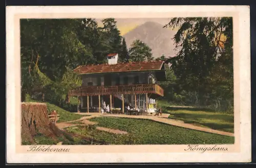 AK Blöckenau, Gasthaus Königshaus mit Wegen und Berggipfel