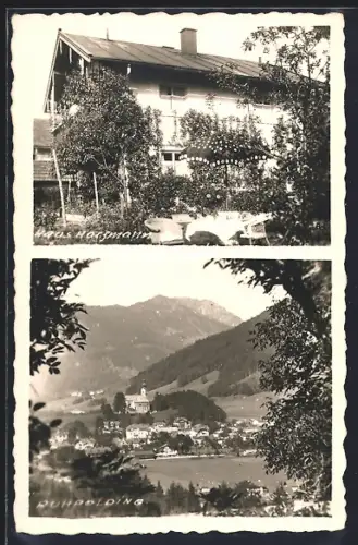 AK Ruhpolding, Hotel Haus Hochmann, Ortsansicht aus der Vogelschau