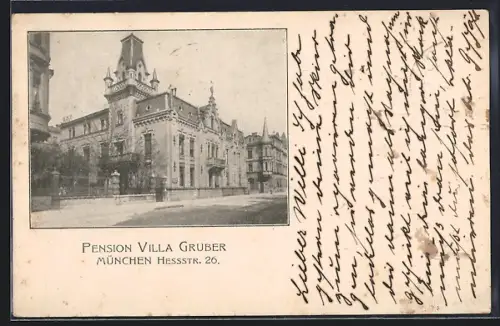 AK München, Hotel-Pension Villa Gruber, Hessstrasse 26