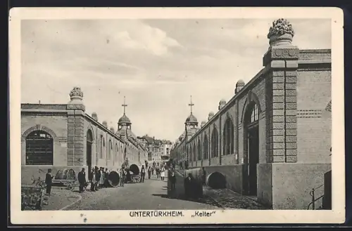 AK Untertürkheim, Kelter mit Arbeitern