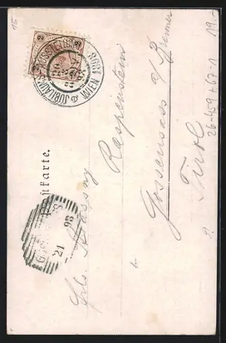 Künstler-AK Philipp Kramer: Wien, Jubiläums-Ausstellung 1898, Urania-Theater mit Blick zur Rotunde