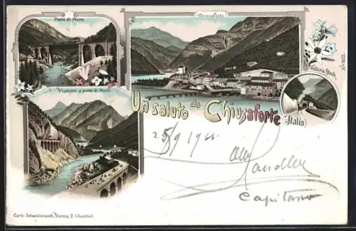 Lithographie Chiusaforte, Ponte di Muro, Viadotto a ponte di Muro