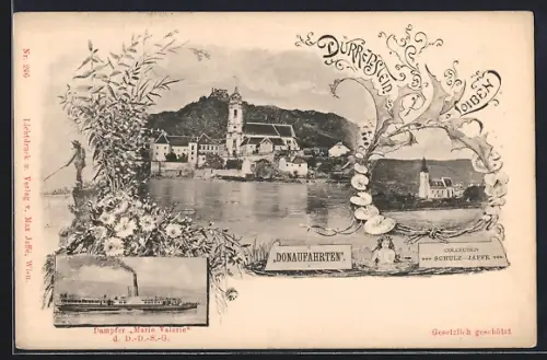 AK Dürrenstein, Dampfer Marie Valerie der Donau-Dampfschifffahrtsgesellschaft