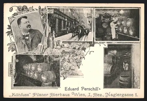 AK Wien, Eduard Perschill`s Kühfuss - Pilsner-Bierhaus, Naglergasse 1