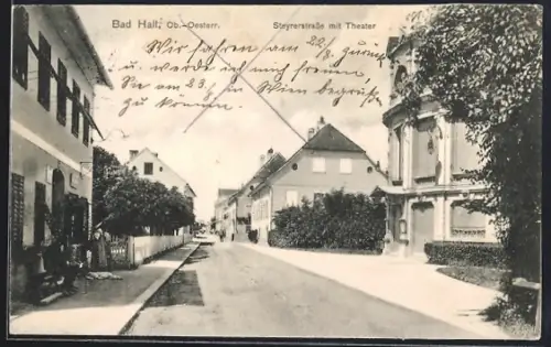 AK Bad Hall, Steyrerstrasse mit Theater