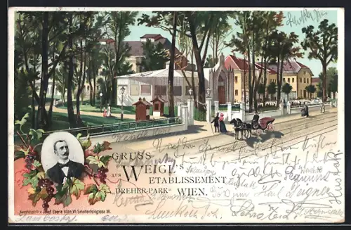 Lithographie Wien, Weigl`s Restaurant Dreher-Park