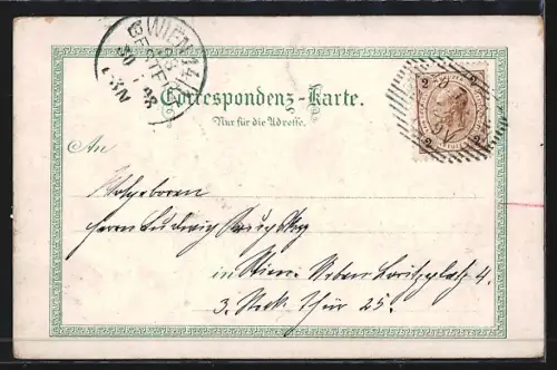 Lithographie Gloggnitz a. d. Semmeringbahn, Silbersberg-Partie, Schloss Wartenstein, Gesamtansicht