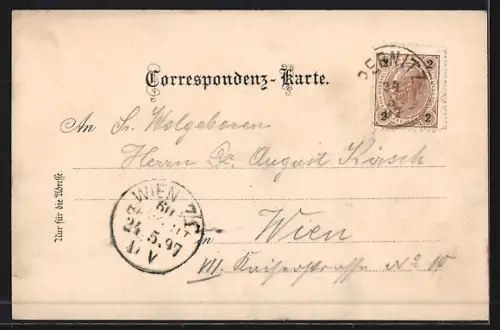 Lithographie Furth an der Triesting, Steinwandklamm, Gasthaus beim Eingange, Schutzhaus auf dem Kreuth