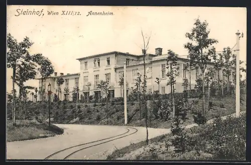 AK Wien, Steinhof, Annenheim mit Strassenbahnschienen