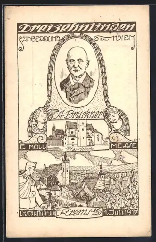 AK Krems a. D., A. Bruckners Messe in E Moll, Erstaufführung 1917 in der Pfarrkirche
