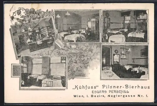 AK Wien, Kühfuss Pilsner-Bierhaus von Eduard Perschill, Naglergasse 1